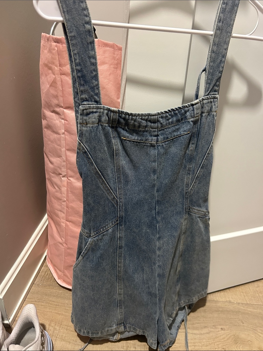 Denim Overall Mini Romper - Blue